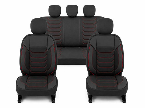 Seat covers black red - covers, saab